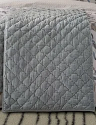 Pure Cotton Velvet Albany Quilted Throw Light Grey