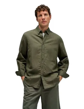 Chemise à Manches Longues Cotton Linnen Regular Fit Dark Green V1 M
