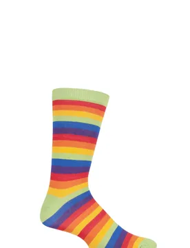 Pair Multi Rainbow Fair Trade Bamboo Socks Unisex 7-12 Mens - - Multi Coloured - Size: 7-12 Mens - Shared Earth - FashionsVida