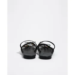 Mules planos de mujer de rejilla con piedras