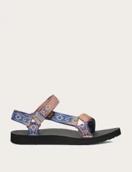 Canvas Printed Ankle Strap Flat Sandals Light Orange female