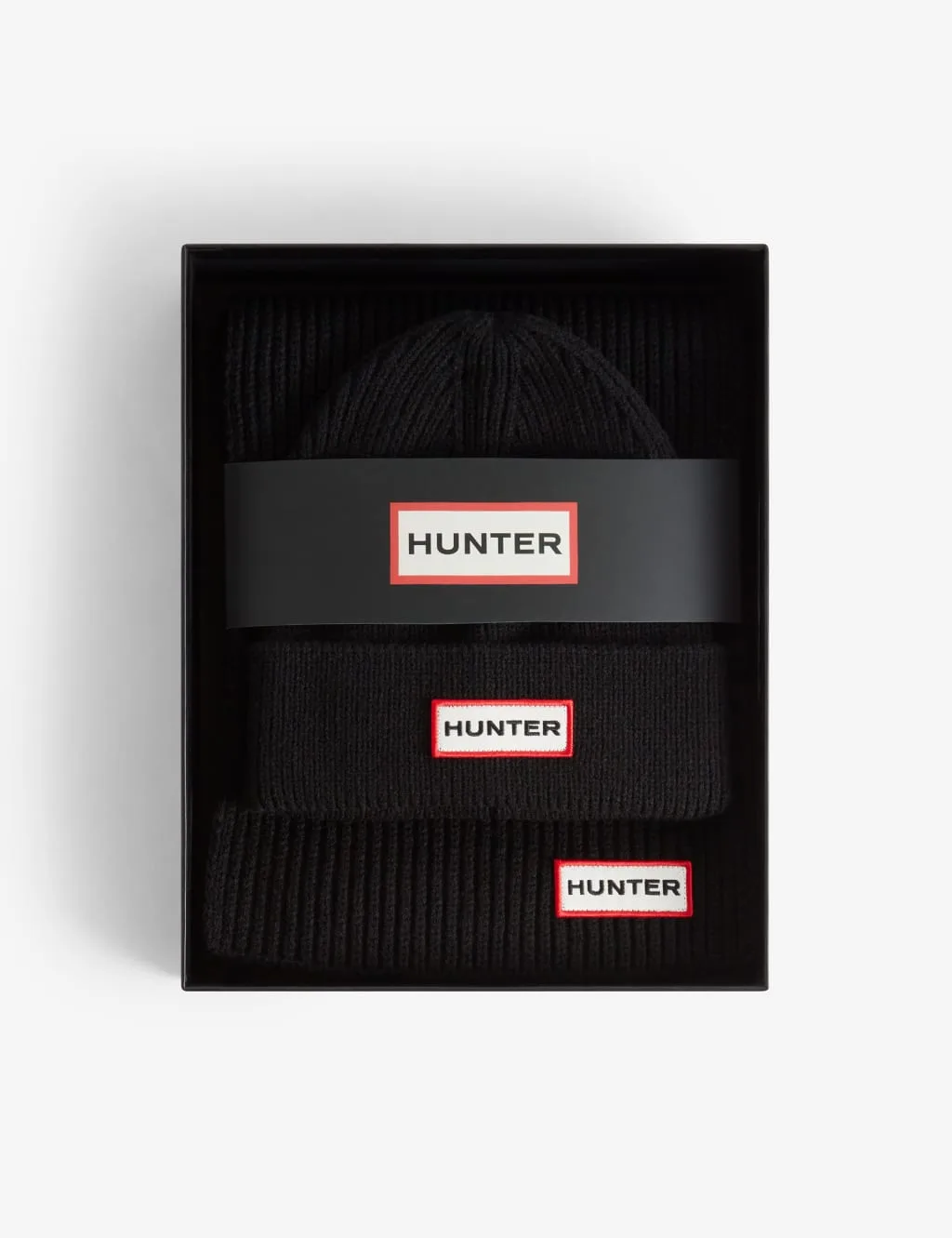 Jura Beanie Hat & Scarf Gift Set Black female - Hunter - FashionsVida