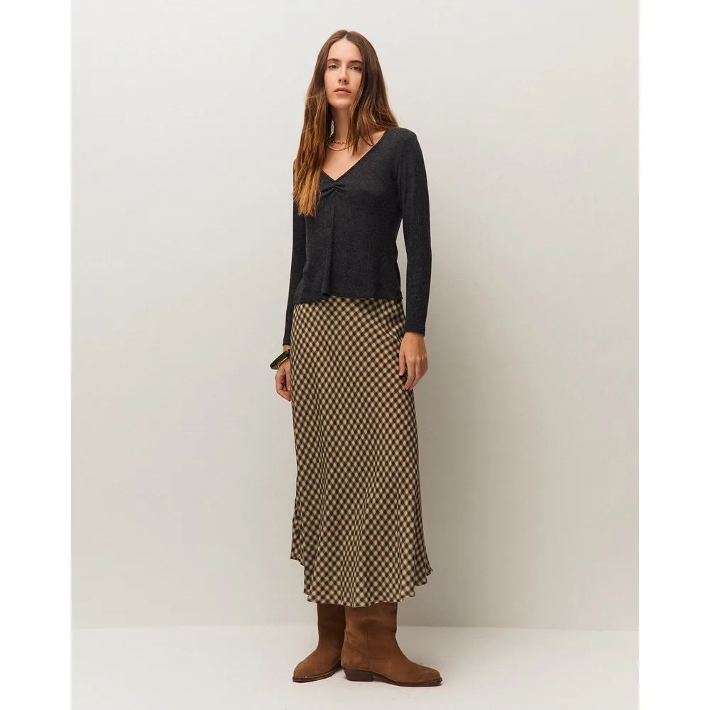 Camiseta de mujer de canalé con frunce en escote - System Action - FashionsVida
