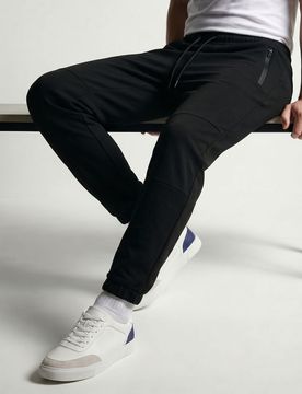 Pantaloni da tuta slim fit con miscela di viscosa - nero