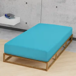 Jersey-Elastic-Spannbetttuch türkis, 1x 120x200 cm - 130x220 cm