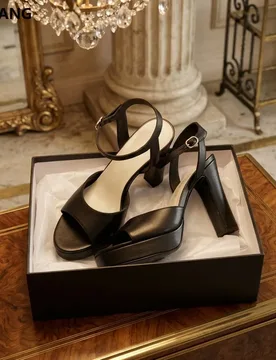 Genuine Leather Chunky Heel Platform Sandals 12cm Peep Toe High Heels Summer Evening Party Shoes Comfortable Walking Thick - Aliexpress - FashionsVida