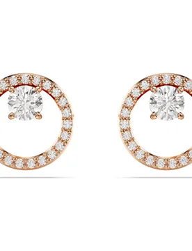 Orecchini a lobo Constella, Taglio Round, Bianchi, Finitura oro rosa 18K OS - Swarovski - FashionsVida