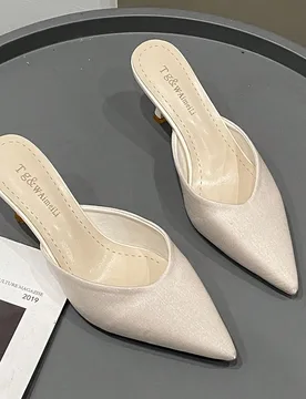 Nuevas Sandalias Slip-On de Punta Puntiaguda, Pantuflas de Tacón Alto para Mujeres, Adecuadas para Principios de Primavera - Shein - FashionsVida