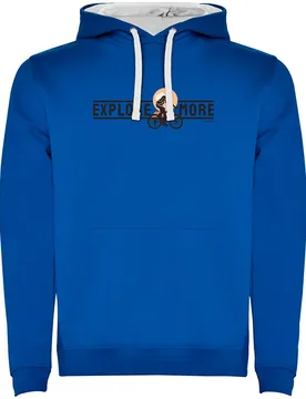 Felpa Con Cappuccio Explore More Two-colour Royal Blue / White - Kruskis - FashionsVida