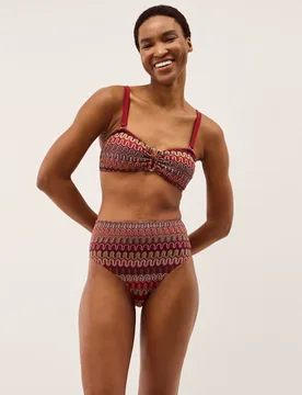 Zaria Printed Ring Detail Bikini Top Burgundy Mix female - Monsoon - FashionsVida