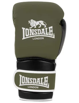 Gants De Boxe En Cuir Barford Olive / Black / White 10 oz - Lonsdale - FashionsVida