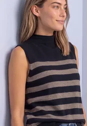 Pullunder mit Turtle Neck und Rollkanten female Blau
