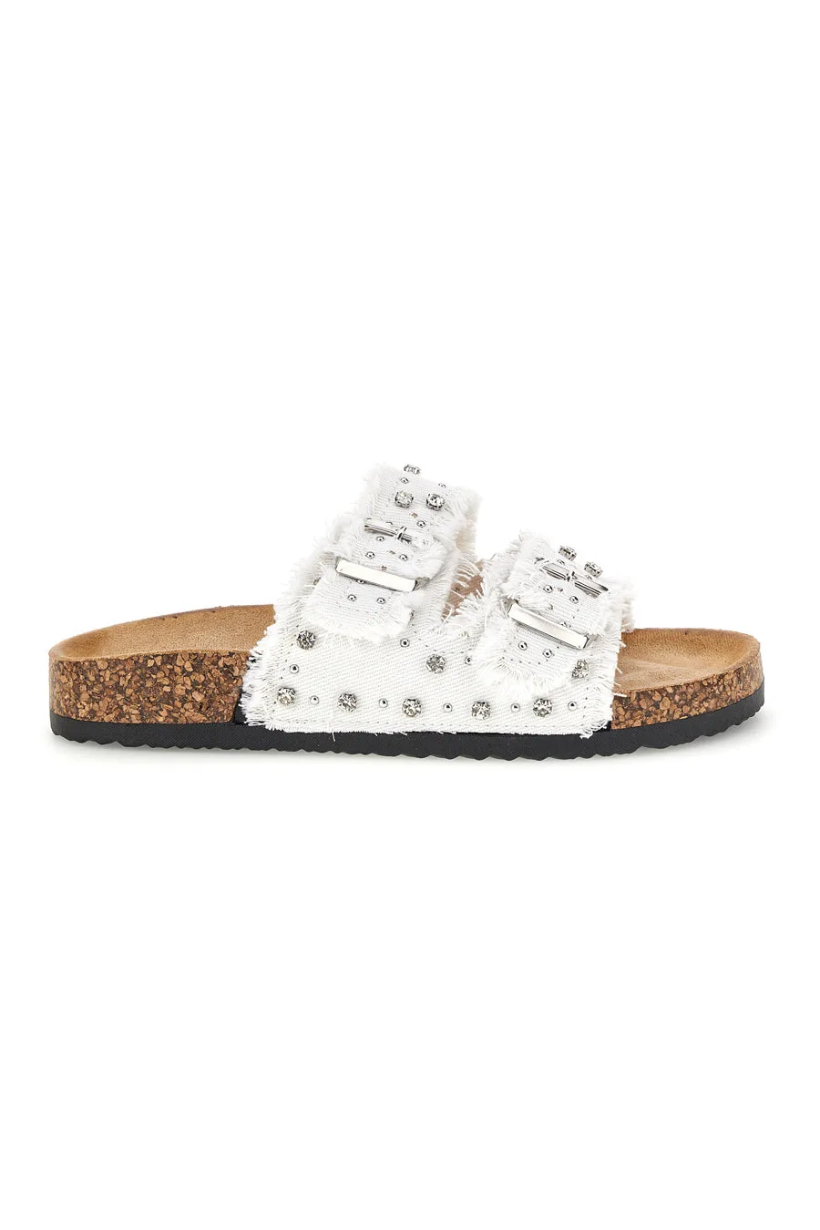 Ciabatte Bianche con borchie e brillantini 12502 37 - ME & ME - FashionsVida