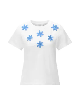 T-Shirt with Flower Application female - XS - FashionsVida