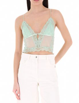 Top con pizzo VERDE ACQUA 0