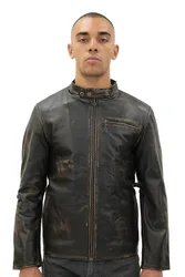 Mens Vintage Black Biker Jacket- Sarajevo - Size Small