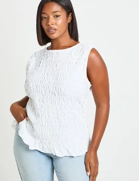 Womens Plus Textured Seersucker Top - White - Size 28 Uk - Boohoo - FashionsVida