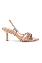 Sandali beige con listini e tacco medio P709 37