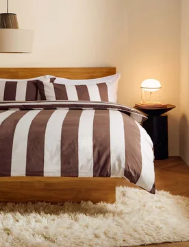 Pure Cotton Striped Bedding Set Chocolate - MADE - FashionsVida