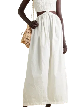 White Ruched Cocoon Maxi Dress - Christopher Esber - FashionsVida