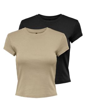 ONLY Camiseta beige oscuro / negro