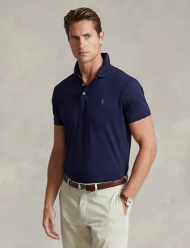 Polo blu mezza manica Polo in interlock di puro cotone - Ralph Lauren - FashionsVida