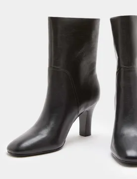 Leather Block Heel Ankle Boots Black female - M&S - FashionsVida