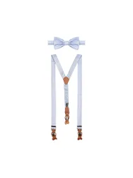 Set de tirantes con pajarita y clips de botón azul claro
