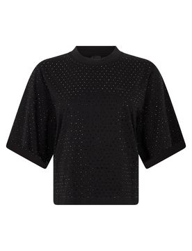 Cotton Rhinestone Short-Sleeve T-Shirt