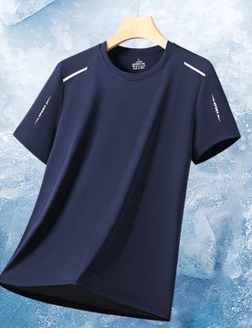 Camiseta de secado rápido para mujer, camiseta de seda de hielo con cuello redondo y manga corta, camiseta deportiva de secado rápido y absorbente d