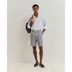 Pantalones cortos de lino de hombre con estampado de pata de gallo