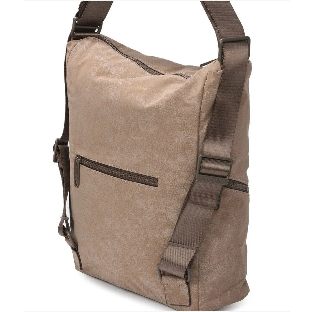 Bolso de hombro side mochila color taupe - Kcb - FashionsVida