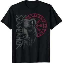 Berserker Bear Warrior Odin Runes Nordic Compass Viking Gift T-Shirt Celtic Runes Norse Myths Graphic clothes All size tops