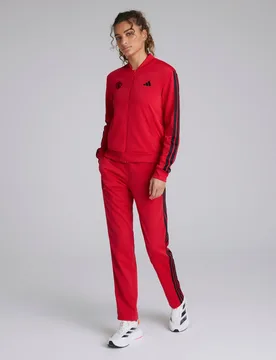 Manchester United x Womens Essentials 3-Stripes Tracksuit Red XS - Adidas - FashionsVida