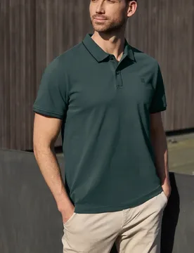 Street One Basic Piqué Poloshirt mit Kontrastdetail male Grün - Street One MEN - FashionsVida