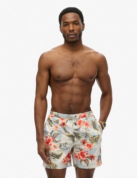 Superdry Men's 43cm Lange Badeshorts mit Hawaii-print Bunt - Größe: S