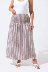 Women's Stripe Maxi Skirt Size: 14 - Multicolor - Size: 14