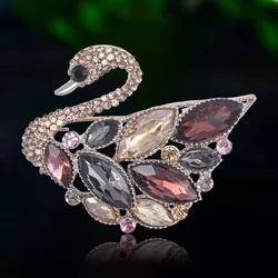 Luxury Rhinestone Swan Brooches for Women Unisex Animal Pins Event Party Funny New Gifts Backpack Decoration Clothes Accessories