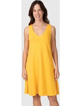 Vestido de playa corto sin mangas de diseño liso - Massana - FashionsVida