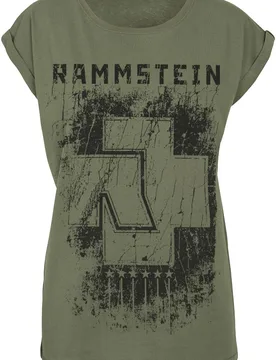 T-Shirt - 6 Herzen - S bis XL - für Damen - Größe S - oliv - Lizenziertes Merchandise! - Frauen - female - Rammstein - FashionsVida