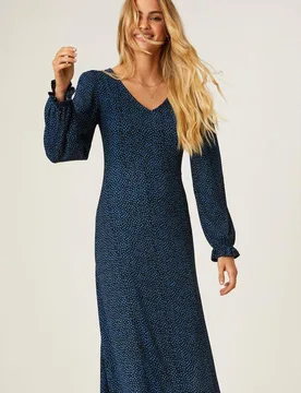 Women's Blue Spot V Neck Midi Dress Size: 16 - Blue - Size: 16 - Dorothy perkins - FashionsVida