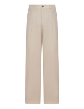 Pantaloni A Gamba Dritta In Misto Lino