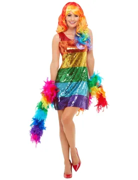Regenbogen-Kostüm für Damen mit Pailletten Faschingskostüm bunt - female - RUBIES NL - FashionsVida