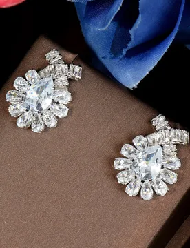 HIBRIDE Sparking Cubic Zirconia White Color Women Small Water Drop Stud Earrings For Brides Wedding Jewelry Accessories E-705 - Aliexpress - FashionsVida