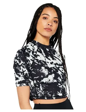 Run 3/4 Tight Crop Short Sleeve T-shirt Mono Etch S Women - Superdry - FashionsVida