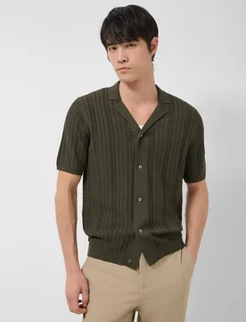 Polo abierto de hombre manga corta tricotado espiga - Roberto Verino - FashionsVida