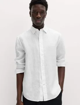 Relaxed Fit Pure Linen Shirt White male - M&S - FashionsVida