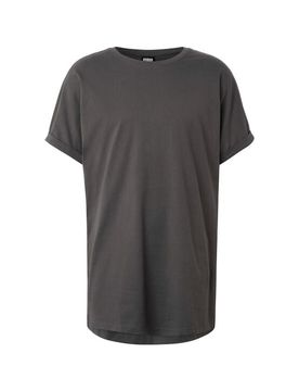 T-Shirt - Long Shaped Turnup Tee - S bis 5XL - für Männer - Größe XXL - dunkelgrau - Männer - male