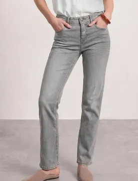 Mid Waist Straight Leg Jeans im Casual Fit female Grau