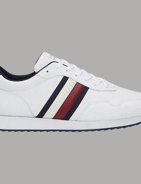 Sneakers Runner Evo in pelle bianca modello basso con suola seghettata